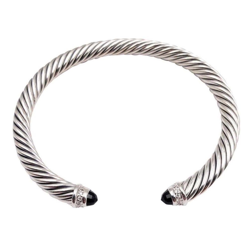 DAVID YURMAN • Black Onyx Diamond Cuff Bracelet - Picture 1 of 8